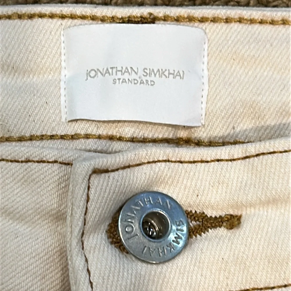 Jonathan Simkhai River High Rise Straight Leg Jeans in Ecru 32 Distressed - Picture 6 of 15